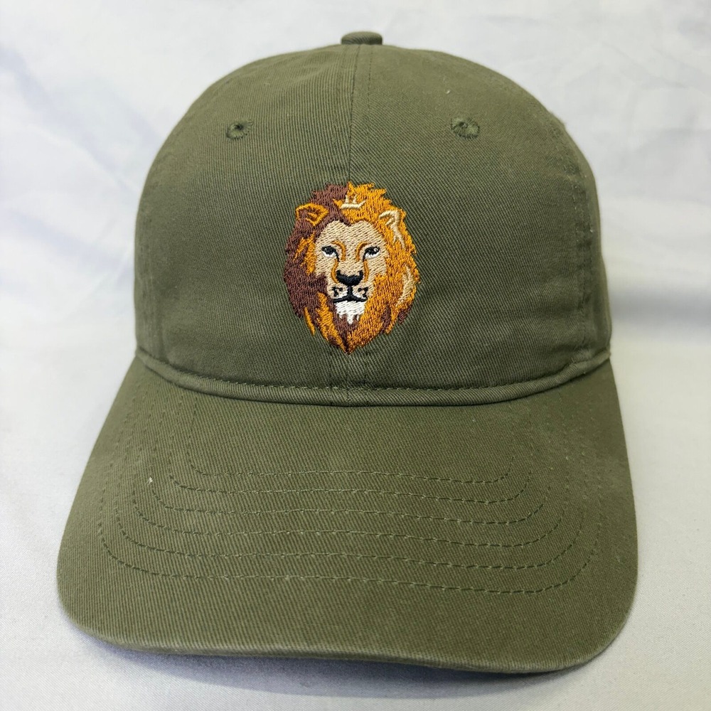 Unbranded Baseball Cap Lion Head Embroidered Unisex OSFM Olive Green Hat